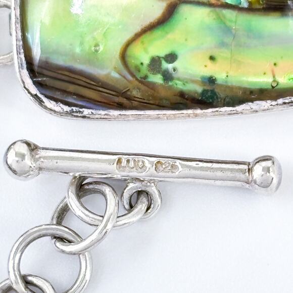 Vintage LUC Sterling Silver 925 Abalone Link Bracelet 7”-8” - Picture 3 of 7